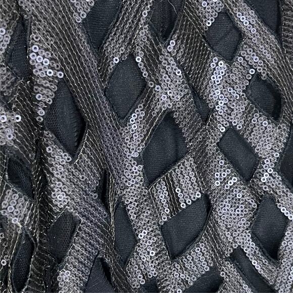 Tadashi Shoji Navy Blue Long Sleeve Sequin Evening Gown Maxi Dress Sz 4 NEW Tags - Picture 10 of 15